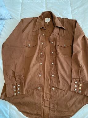 Men's Brown Western-Style Casual Button-Down Shirt